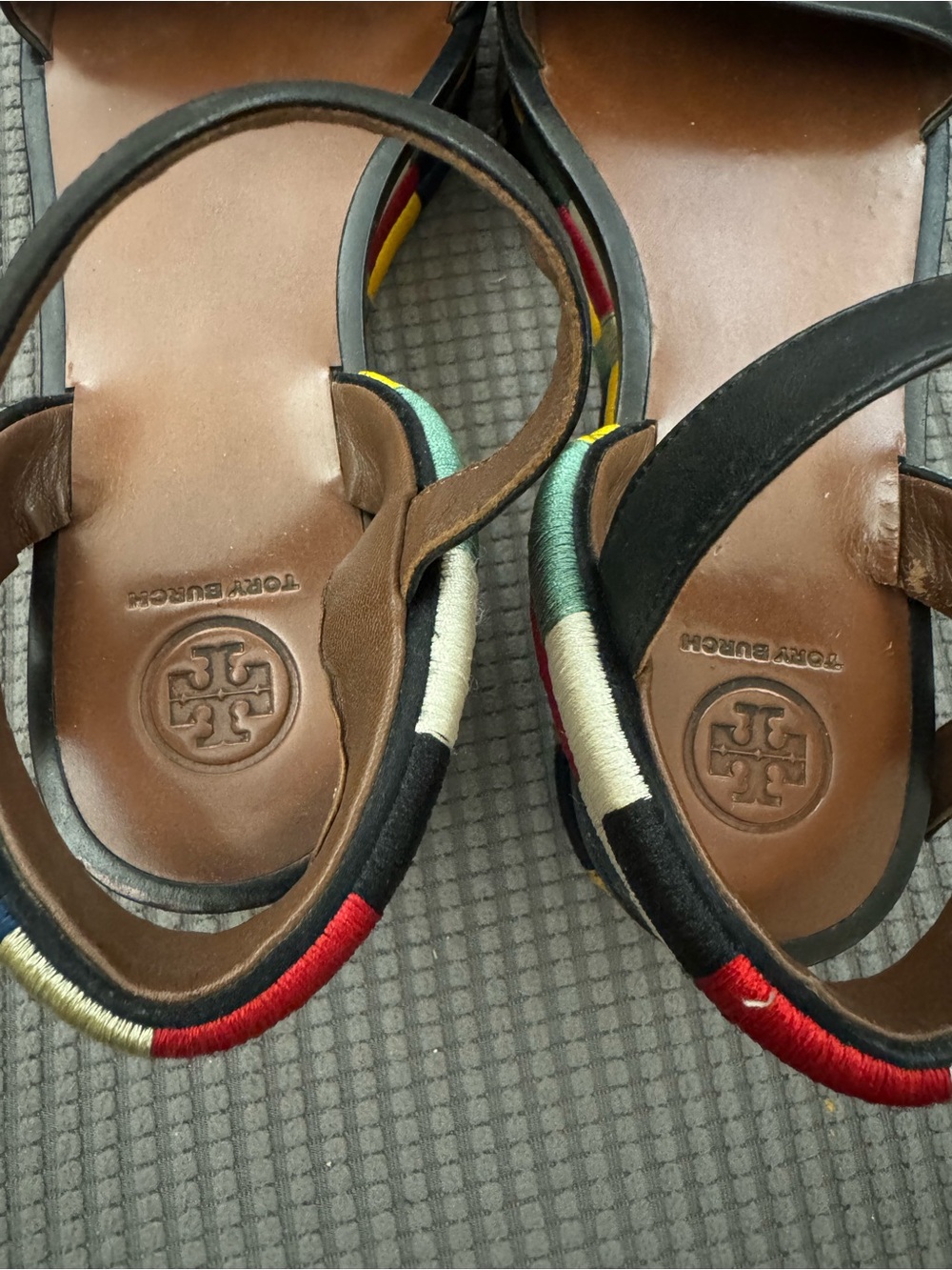 Tory Burch Camilla platform sandal w/stitched colorful bottom and leather upper - Picture 12 of 13